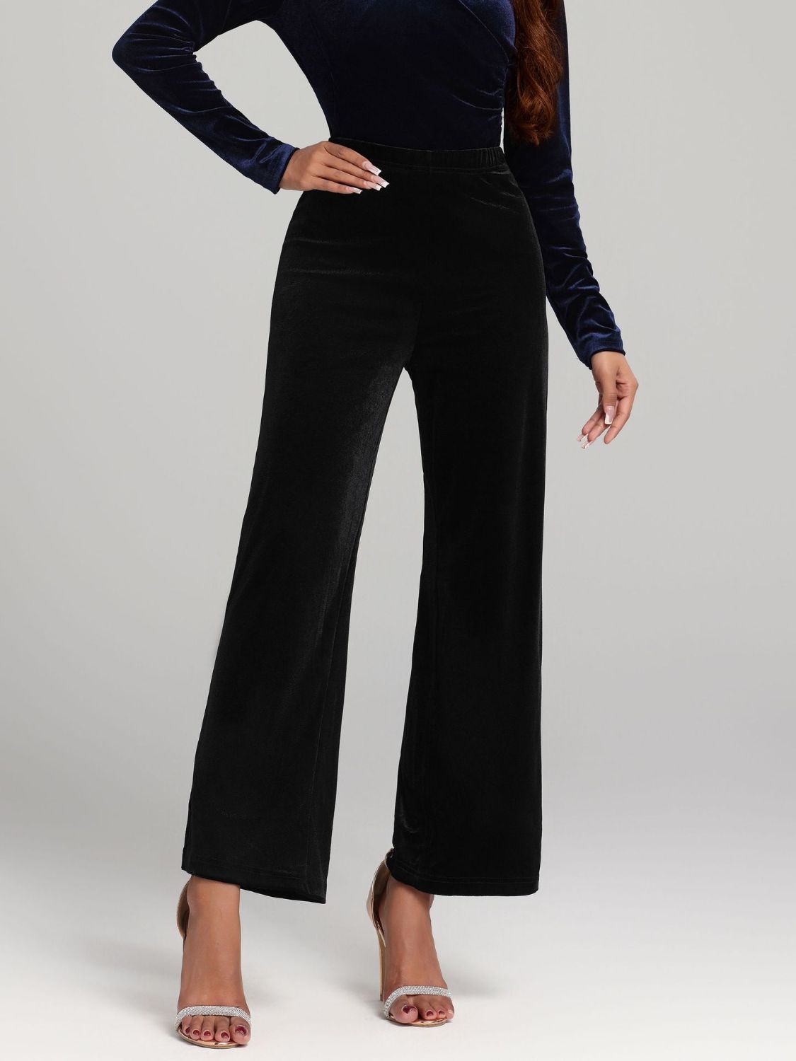 Pantalones de cintura alta y pierna ancha