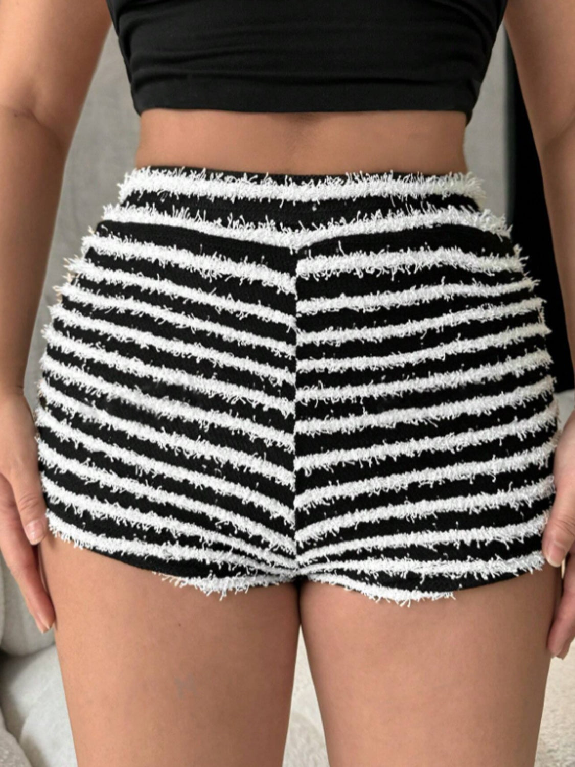 Pantalones cortos de cintura alta a rayas