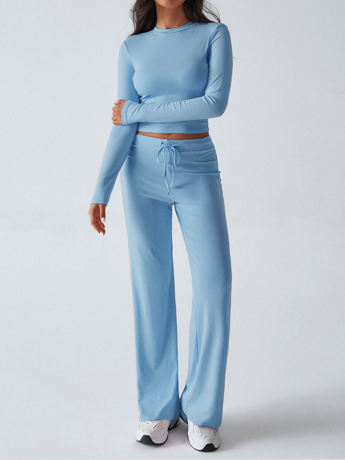 Conjunto de pantalón con cordón y camiseta de manga larga con cuello redondo Devine