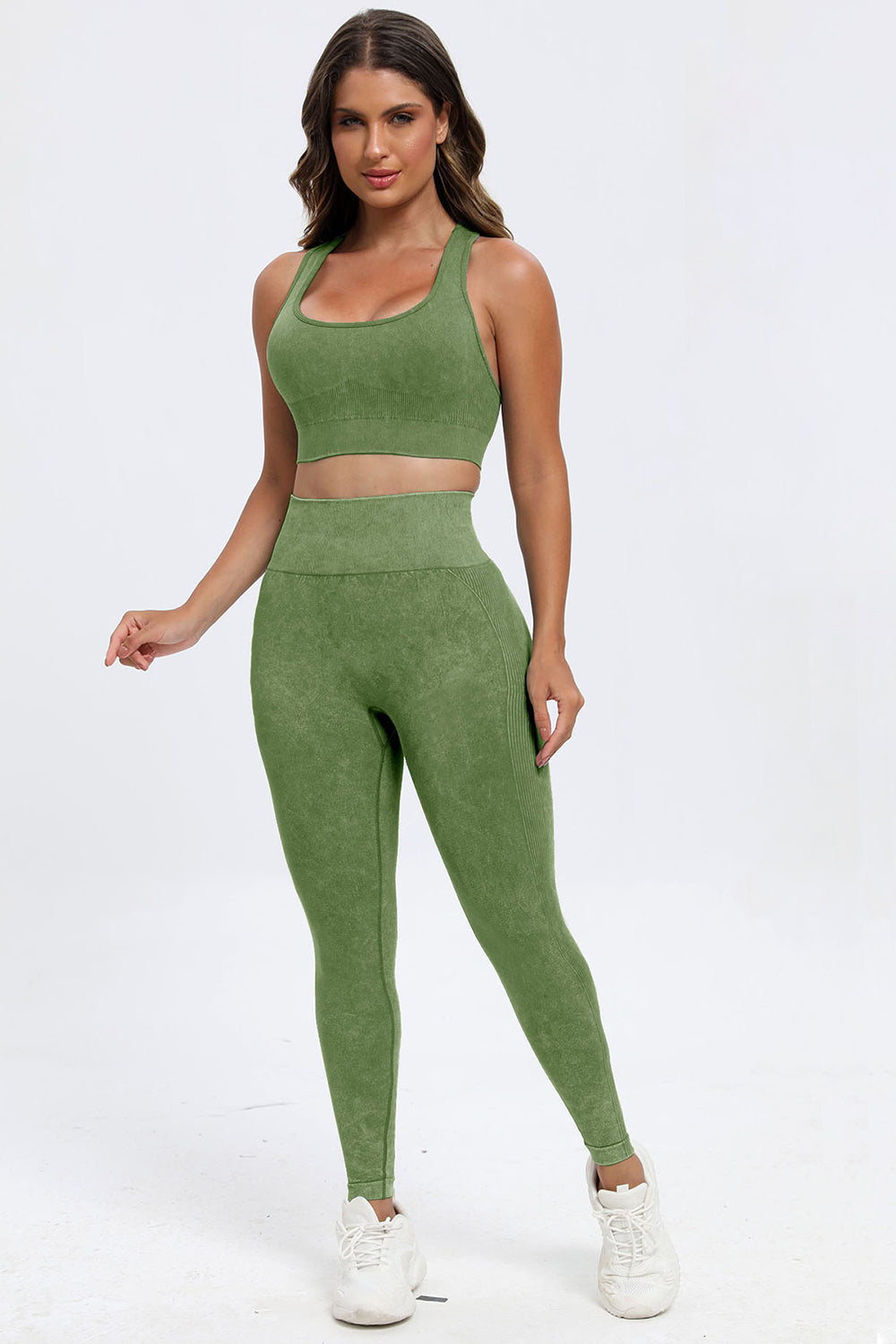 3-Piece Washed Square Neck Wide Strap Active Set – Stylish & Comfortable