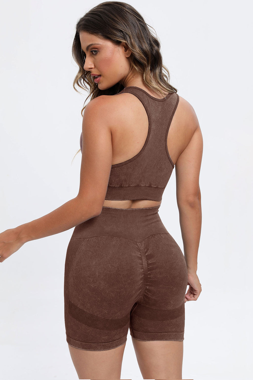 3-Piece Washed Square Neck Wide Strap Active Set – Stylish & Comfortable