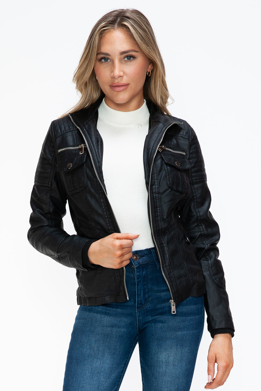 Chaqueta con múltiples bolsillos y capucha afelpada con capas sintéticas extraíbles de YMI