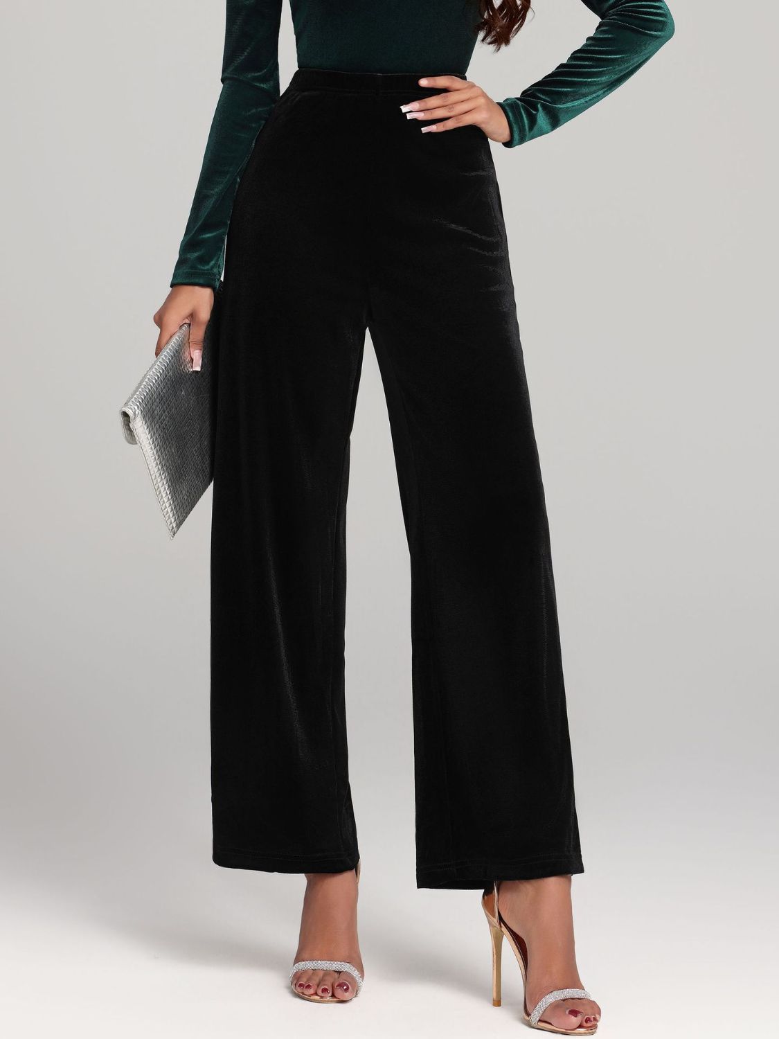 Pantalones de cintura alta y pierna ancha