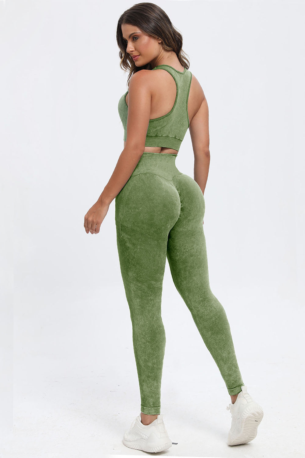 3-Piece Washed Square Neck Wide Strap Active Set – Stylish & Comfortable