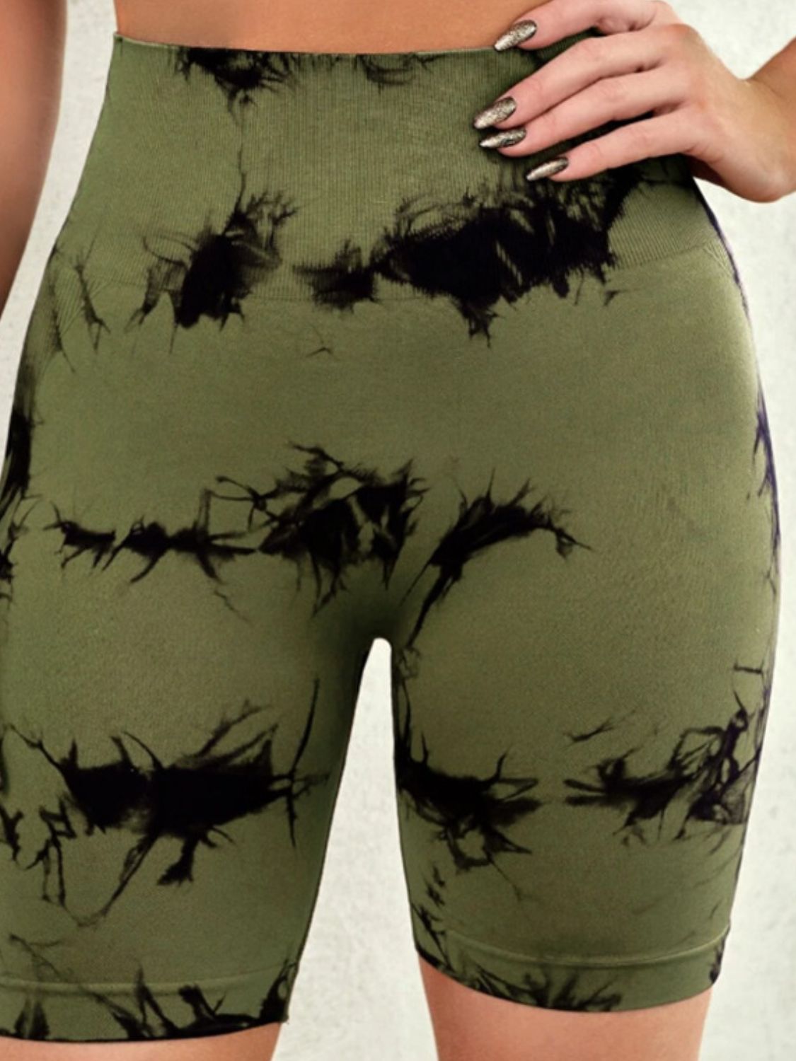 Pantalones cortos deportivos de cintura alta con efecto tie-dye