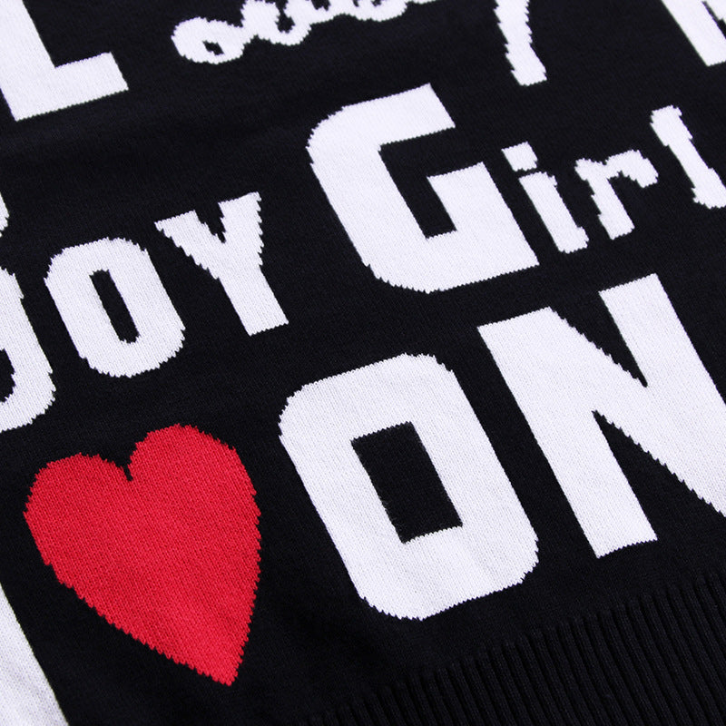 Suéter grande para niños Suéter de punto de algodón de otoño Abrigo doble con letras de amor para mujer