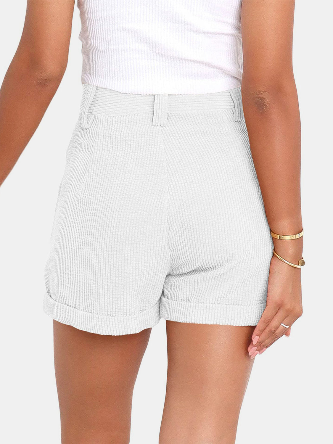 Pantalones cortos de cintura alta y talla grande con bolsillos