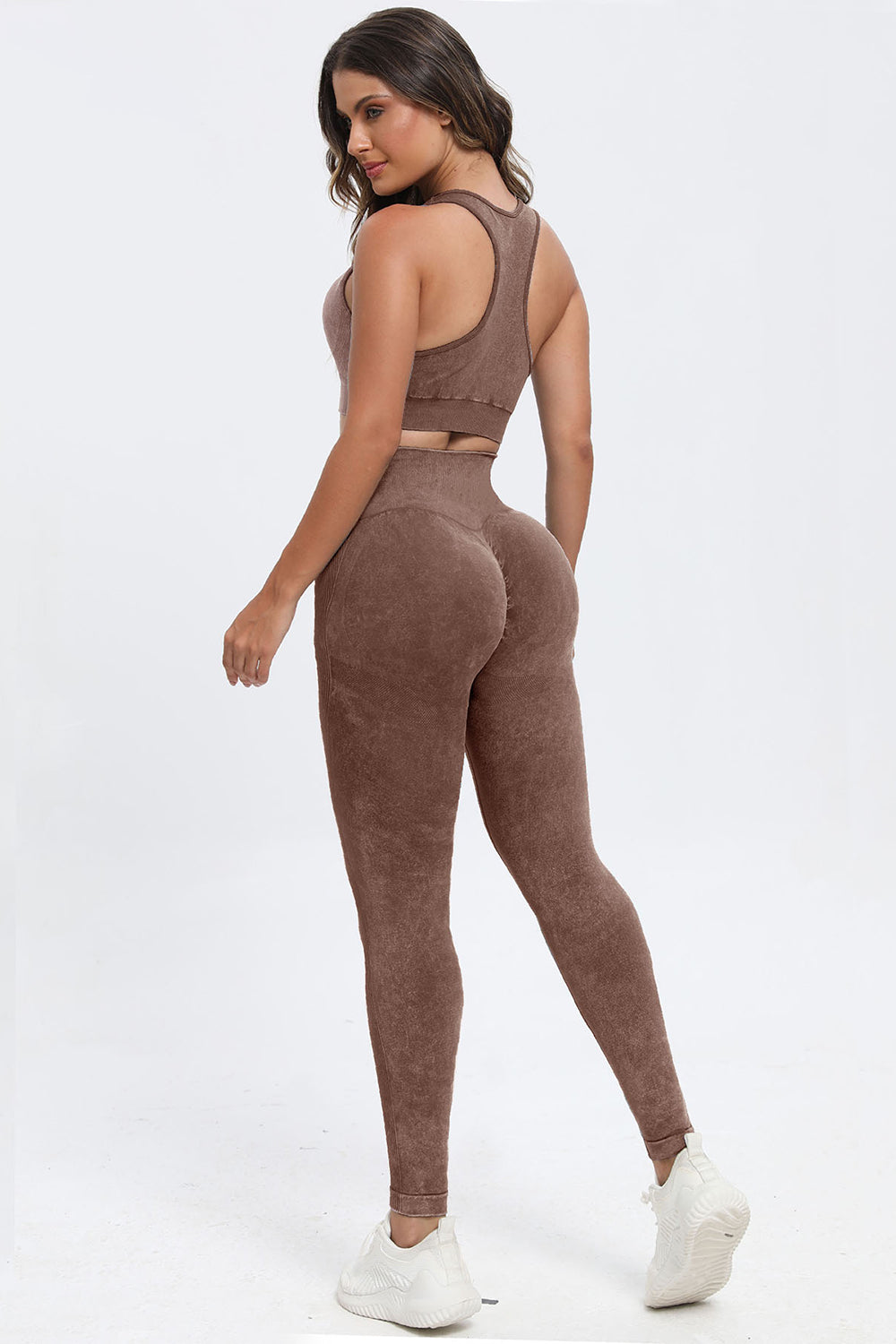 3-Piece Washed Square Neck Wide Strap Active Set – Stylish & Comfortable