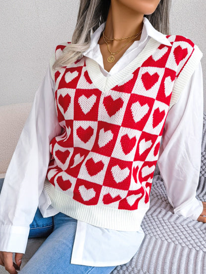 Chaleco tipo suéter con escote en V y forma de corazón