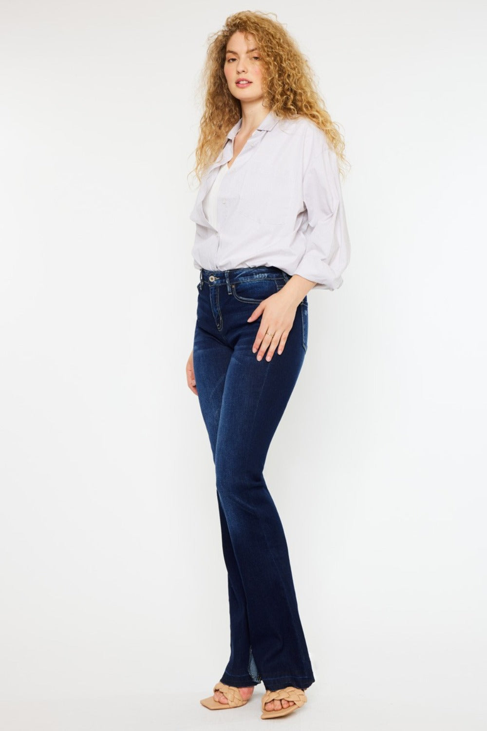 Kancan Mid Rise Slim Flare Jeans Classic & Flattering