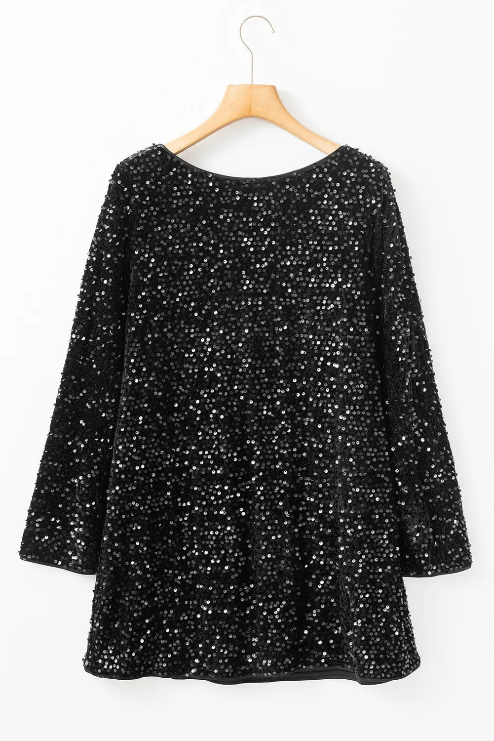 Sequin Round Neck Mini Dress | Glamorous Long Sleeve Party Outfit