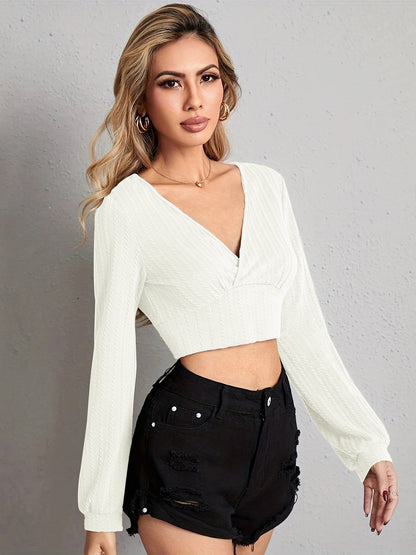Trendy V Neck Crop Top | Stylish & Flattering Fit