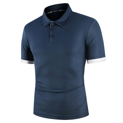 Men's Color Matching Polo Shirt Short-Sleeve Casual T-Shirt