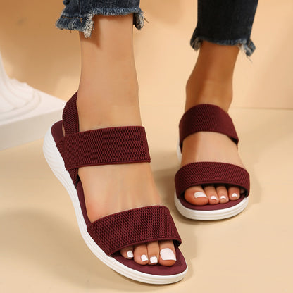 Rubber Open Toe Low Heel Sandals – Comfortable & Stylish
