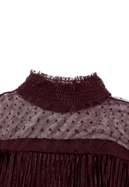 Body de manga larga con cuello alto fruncido