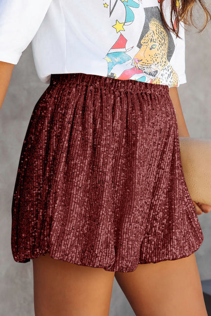 Pantalones cortos con cintura elástica y lentejuelas