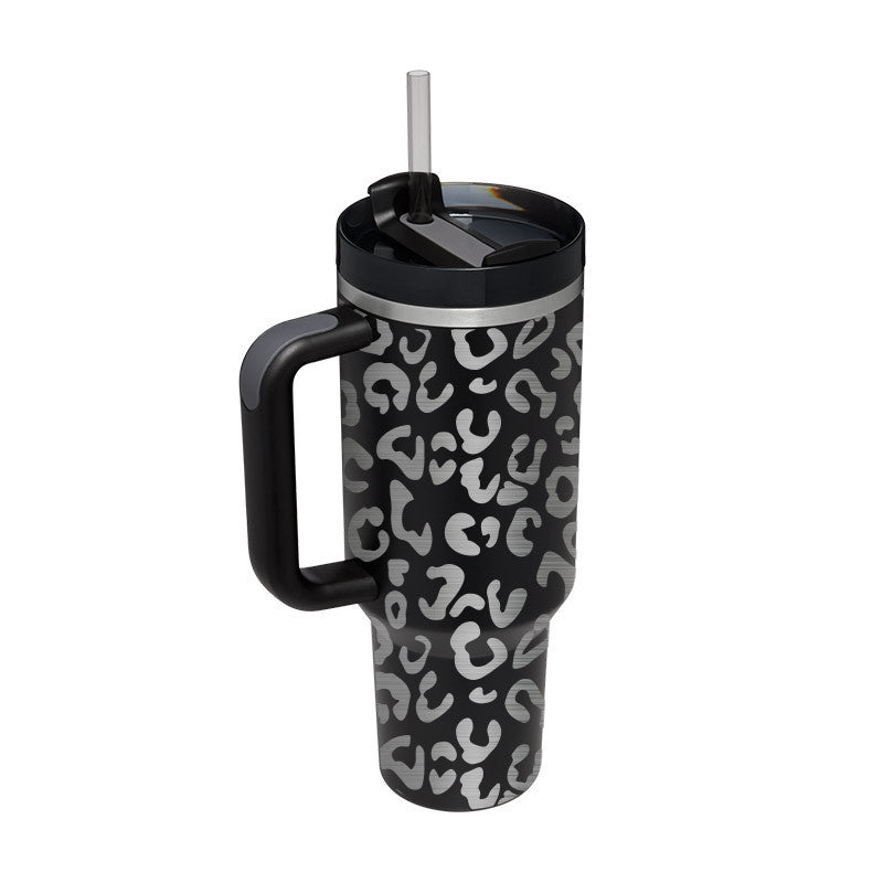 40 Oz Insulated Tumbler with Handle & Straw | Spill-Proof Stainless Steel Cup