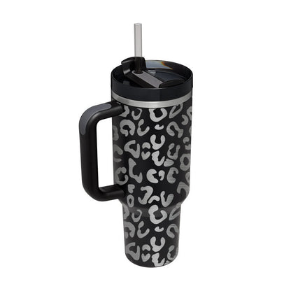 40 Oz Insulated Tumbler with Handle & Straw | Spill-Proof Stainless Steel Cup
