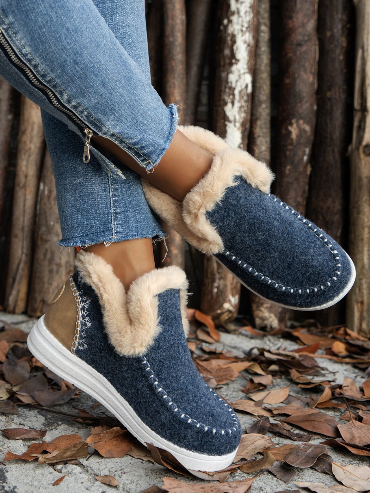 Furry Suede Round Toe Flat Sneakers | Cozy & Stylish Casual Shoes