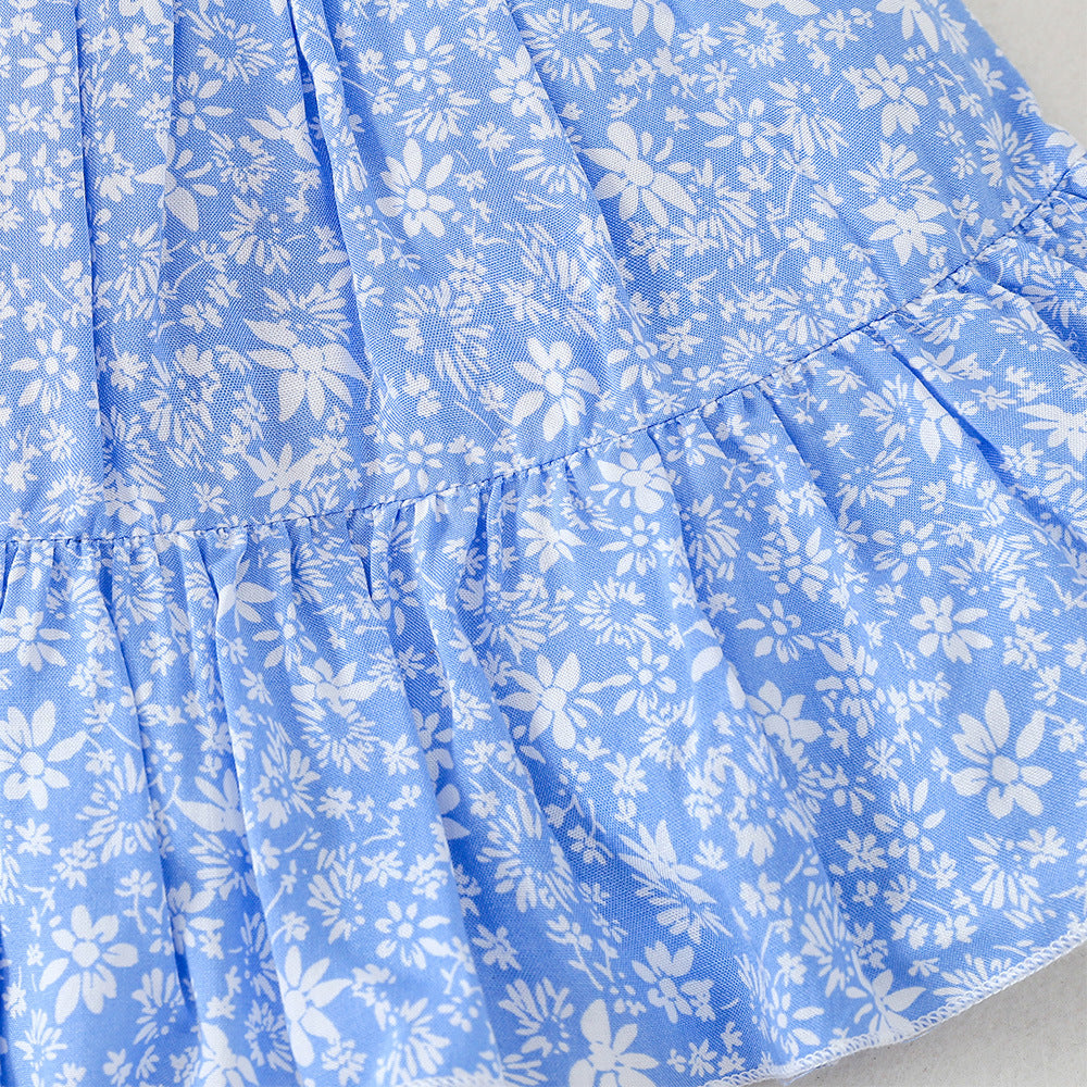 Girls' Floral Stitching Dress – Elegant & Charming