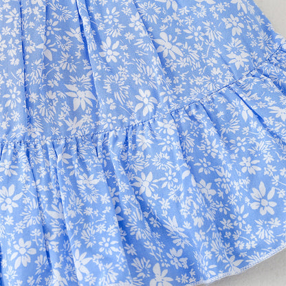Girls' Floral Stitching Dress – Elegant & Charming