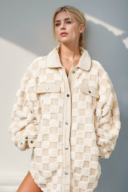 Double Take Fuzzy Checkered Shacket | Cozy & Trendy Button-Up Layer