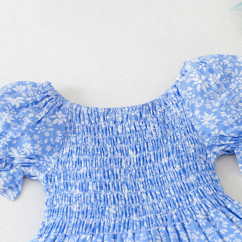 Girls' Floral Stitching Dress – Elegant & Charming