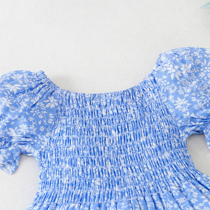Girls' Floral Stitching Dress – Elegant & Charming