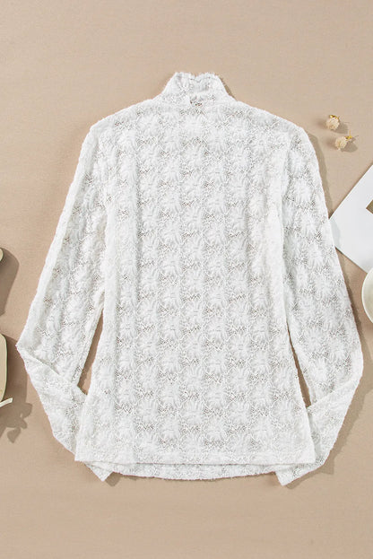 Lace Mock Neck Long Sleeve Top | Elegant & Timeless