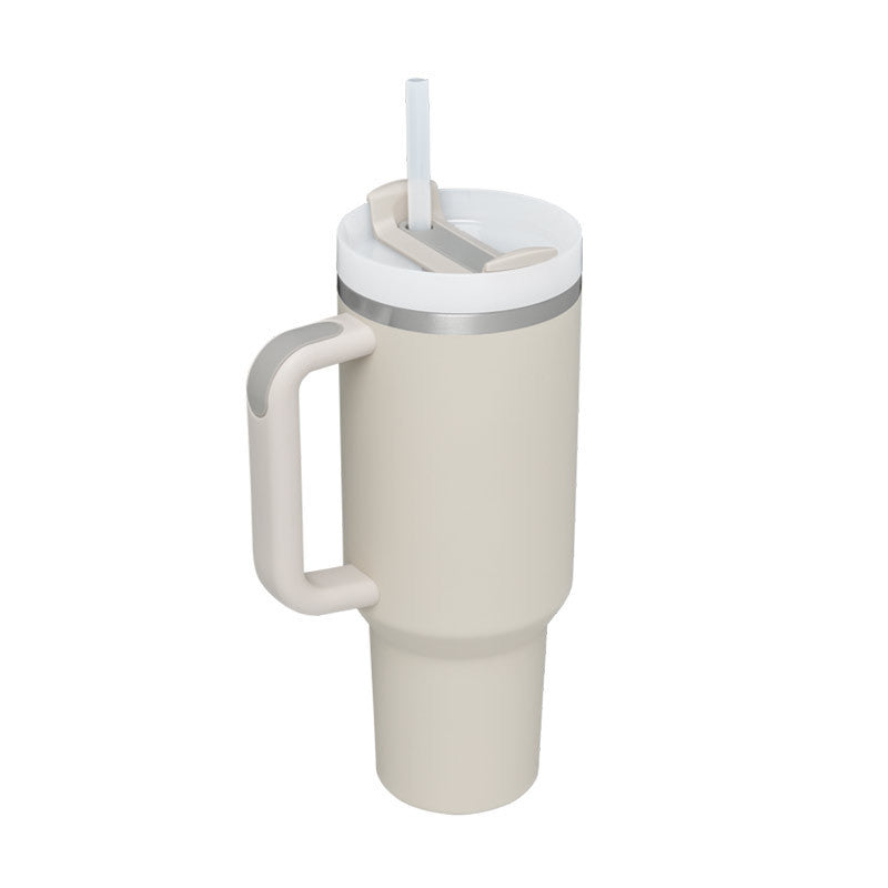 40 Oz Insulated Tumbler with Handle & Straw | Spill-Proof Stainless Steel Cup