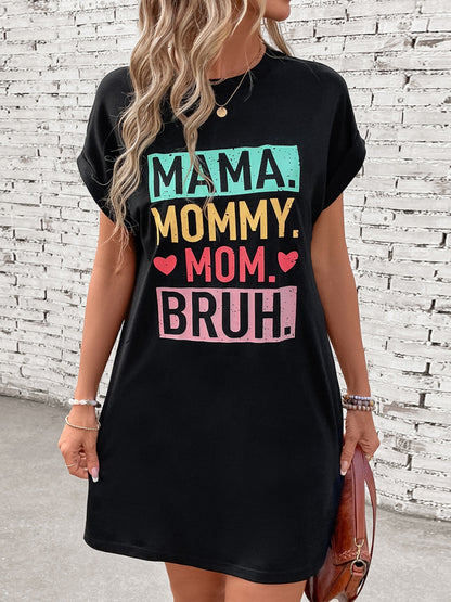 Letter Graphic Short Sleeve Mini Tee Dress – Trendy & Casual