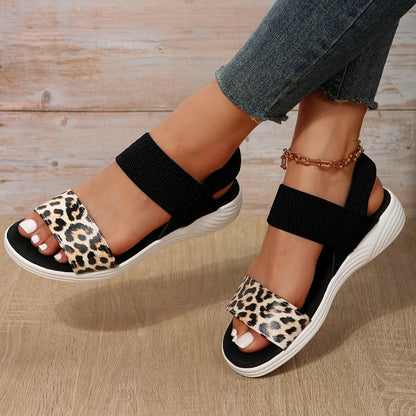 PU Leather Open Toe Low Heel Sandals – Chic & Comfortable