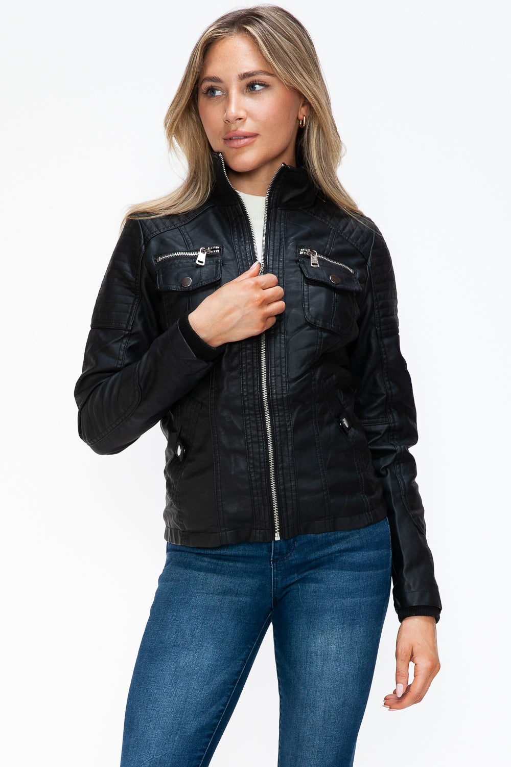 Chaqueta con múltiples bolsillos y capucha afelpada con capas sintéticas extraíbles de YMI