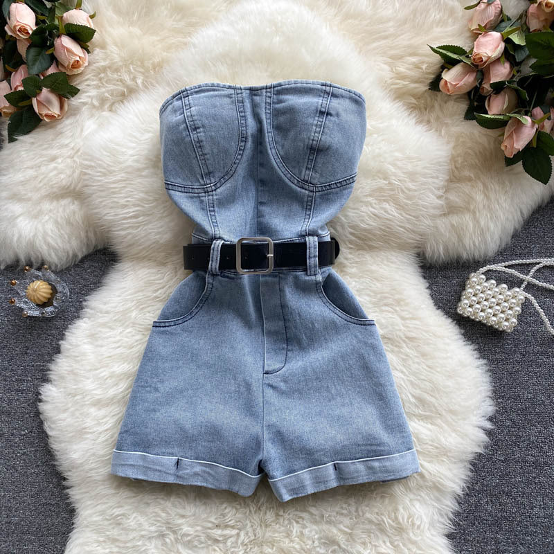 Mono informal pequeño con cintura alta, adelgazante y piernas anchas