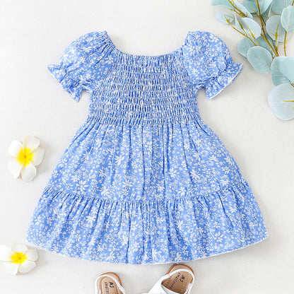 Girls' Floral Stitching Dress – Elegant & Charming