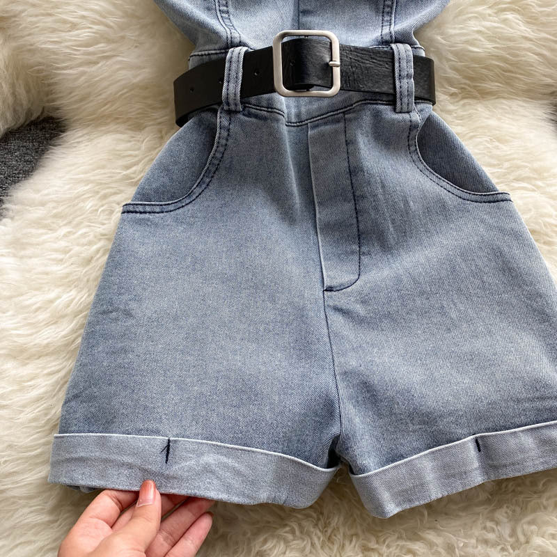Mono informal pequeño con cintura alta, adelgazante y piernas anchas