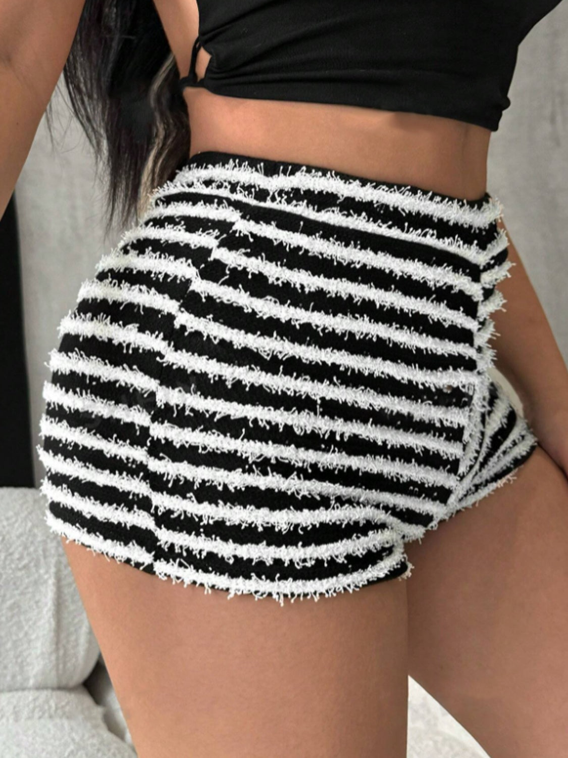 Pantalones cortos de cintura alta a rayas