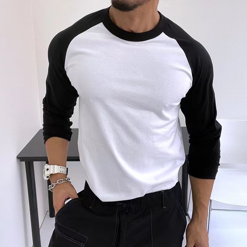 Camisa informal de cuello redondo, holgada, transpirable, de talla grande, con mangas raglán para hombre
