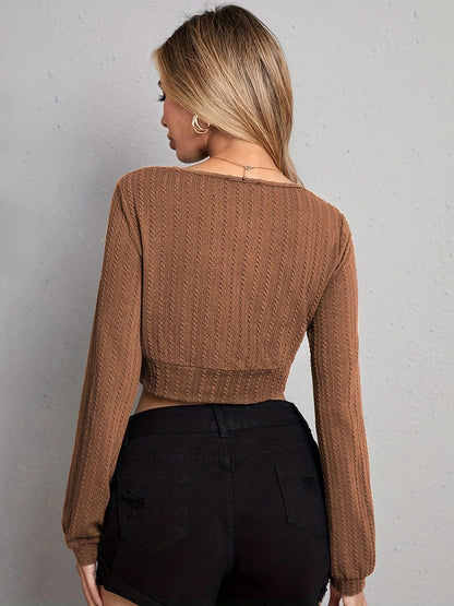 Trendy V Neck Crop Top | Stylish & Flattering Fit