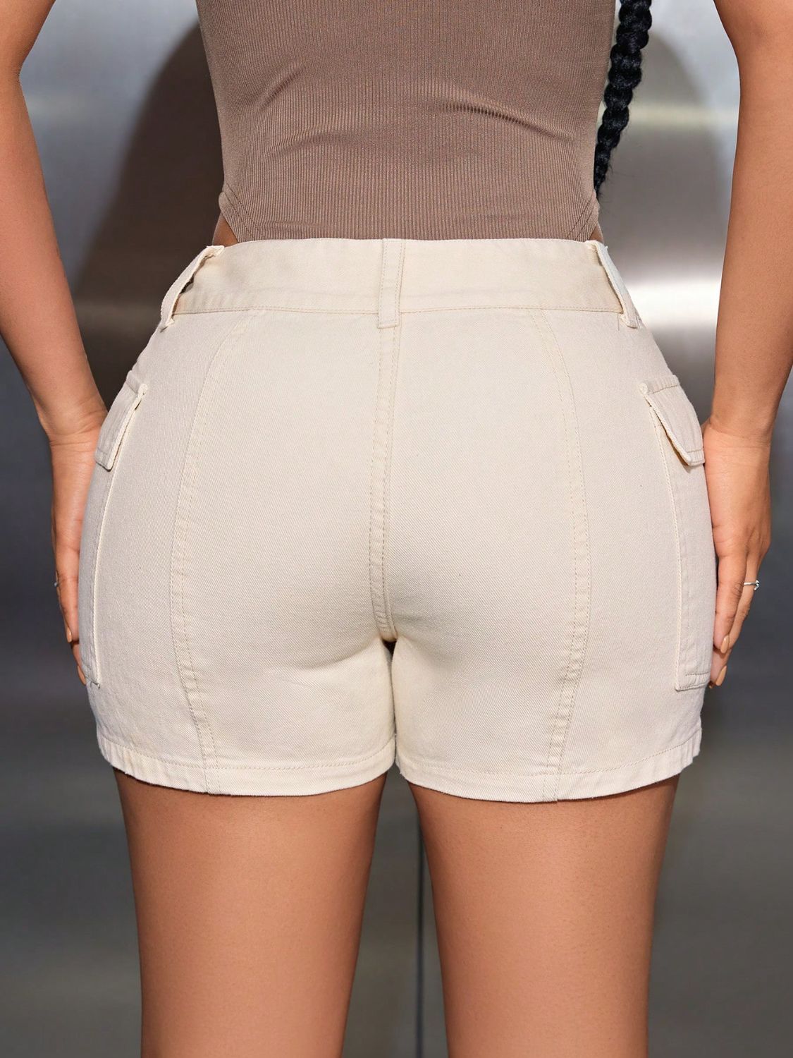 Mid-Rise Waist Denim Shorts with Pockets | Casual & Chic