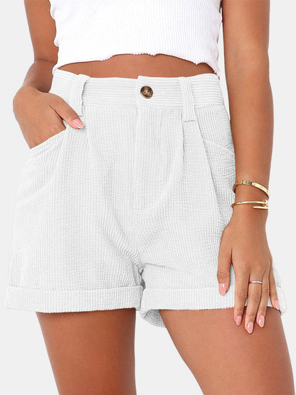 Pantalones cortos de cintura alta y talla grande con bolsillos