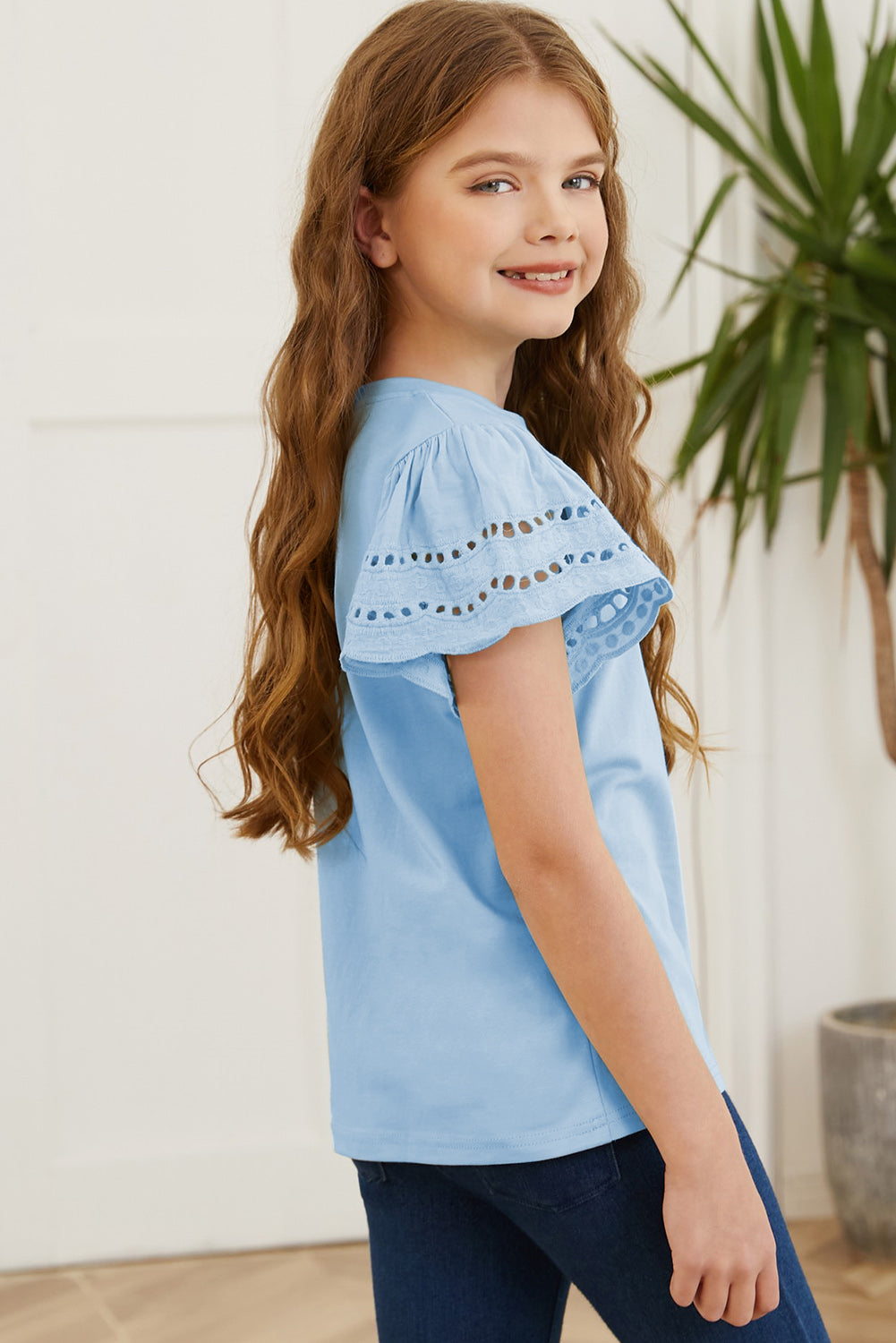 Round Neck Flutter Sleeve T-Shirt – Effortless Chic & Comfort