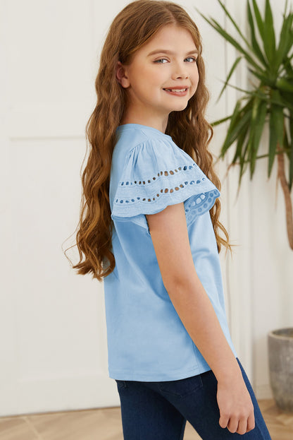 Round Neck Flutter Sleeve T-Shirt – Effortless Chic & Comfort