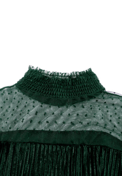 Body de manga larga con cuello alto fruncido