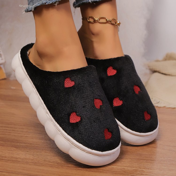 Zapatillas planas con punta redonda y diseño de corazón