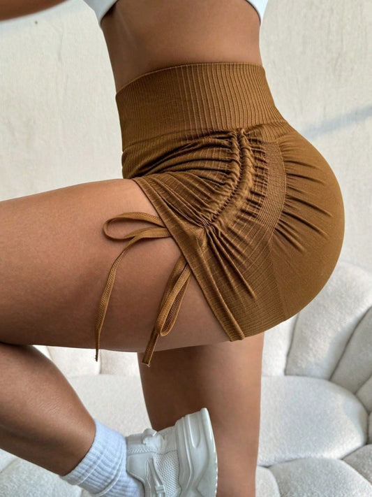 Drawstring High Waist Active Shorts | Comfortable & Stylish Workout Wear