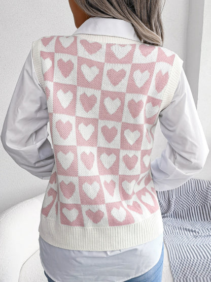 Chaleco tipo suéter con escote en V y forma de corazón