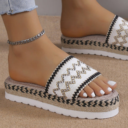 Geometric Weave Platform Sandals – Stylish & Comfortable