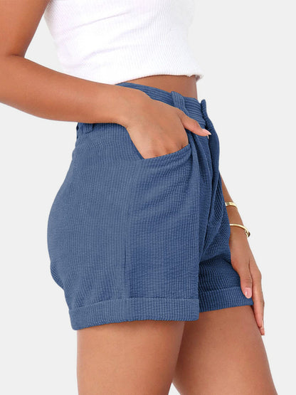 Pantalones cortos de cintura alta y talla grande con bolsillos