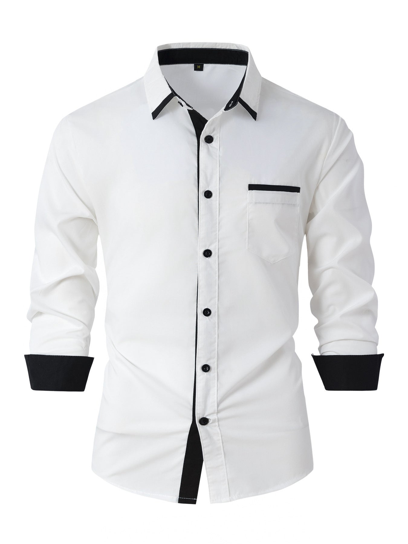 Camisa informal ajustada de negocios de algodón a juego con colores para hombre